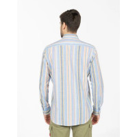 Camisa El Pulpo Rayas Multicolor Lino Para Hombre