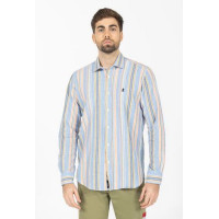 Camisa El Pulpo Rayas Multicolor Lino Para Hombre