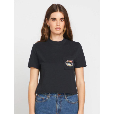 Camiseta Volcom Pocket Dial Tee Negra Para Mujer