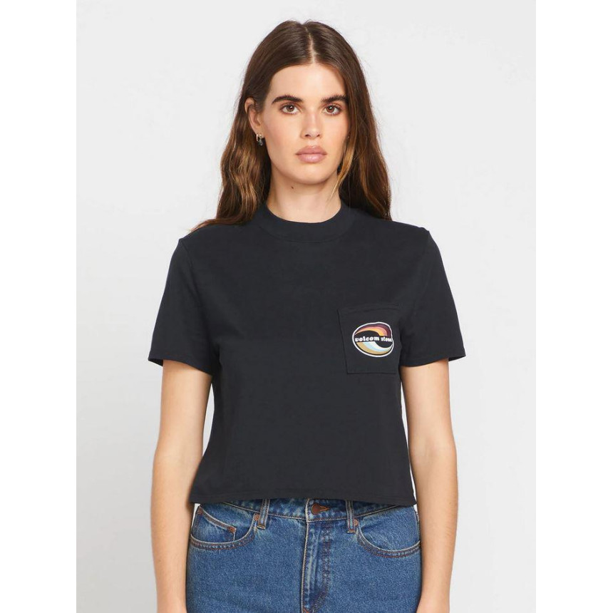 Camiseta Volcom Pocket Dial Tee Negra Para Mujer