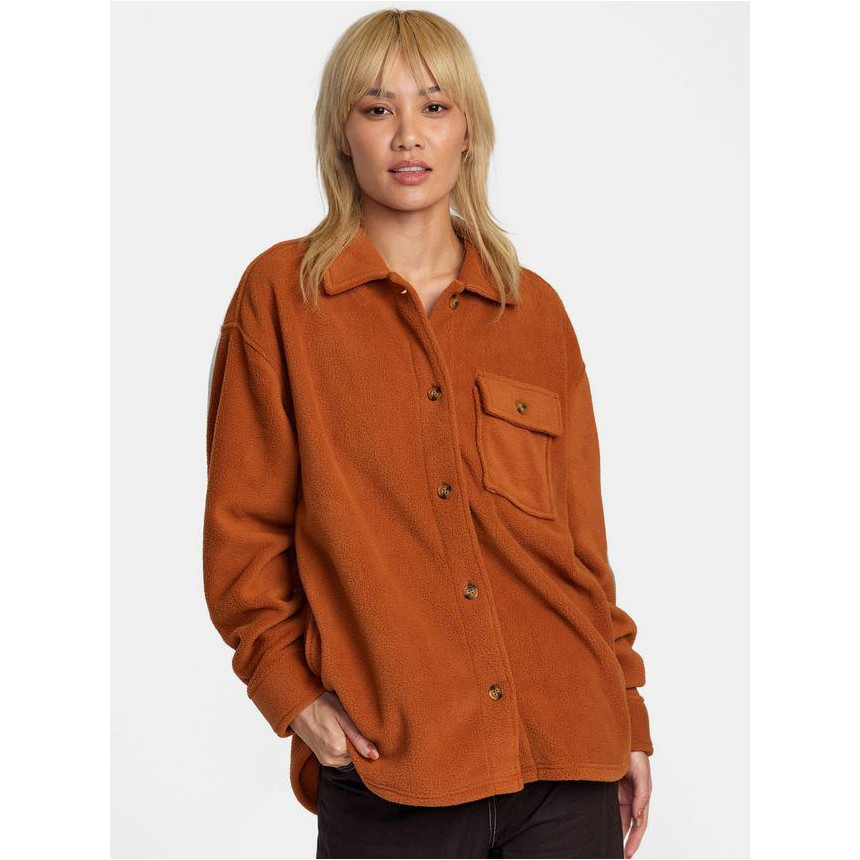 Camisa Rvca Polar Birdie Shacket Para Mujer