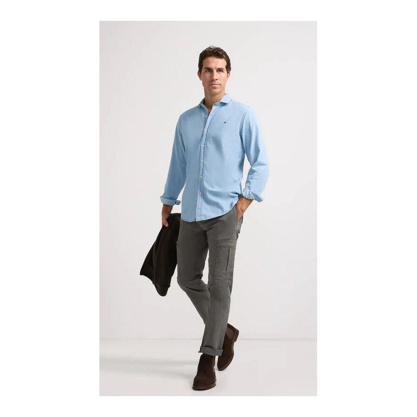 Camisa Silbon sport Denim Cutaway Para Hombre