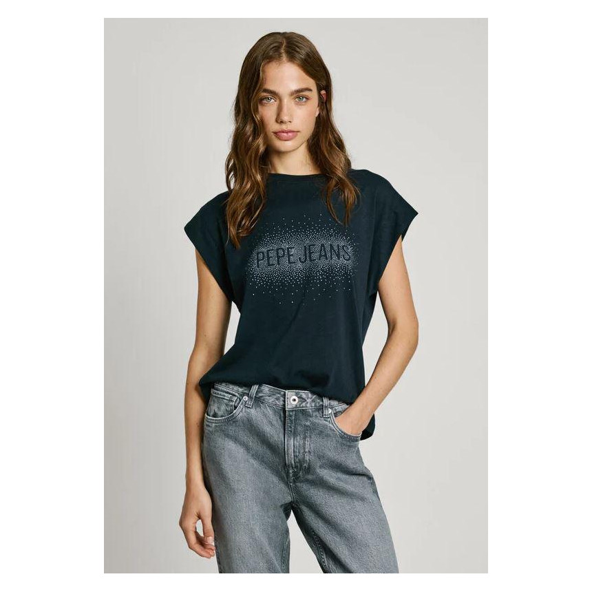 Camiseta Logo Strass Pepe Jeans Raya Para Mujer