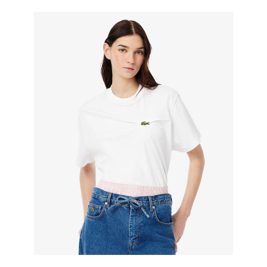 Camiseta Lacoste Drapeada Oversize Para Mujer