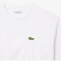 Camiseta Lacoste Drapeada Oversize Para Mujer